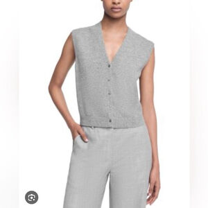 Luxury 100% Cashmere Button Front Sweater Vest — Grey Minimalist